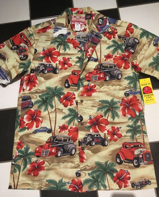 Hovedbilde Hawaiiskjorte Rod Med Flammer - Beige