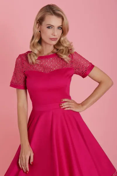 Dolly & Dotty - Tessa Lace Embroidered Swingkjole - Pink
