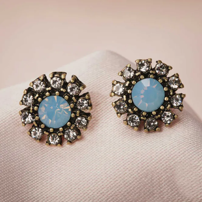 Hovedbilde Øredobber - Crystal Blue Opal Stone