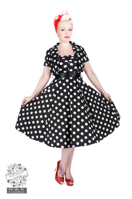 Main Image H&R - Sort/Hvit Polka Dot Swingkjole med Bolero