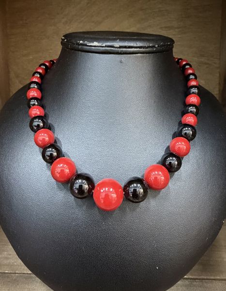 Perlekjede - Two Tone Rød/Sort