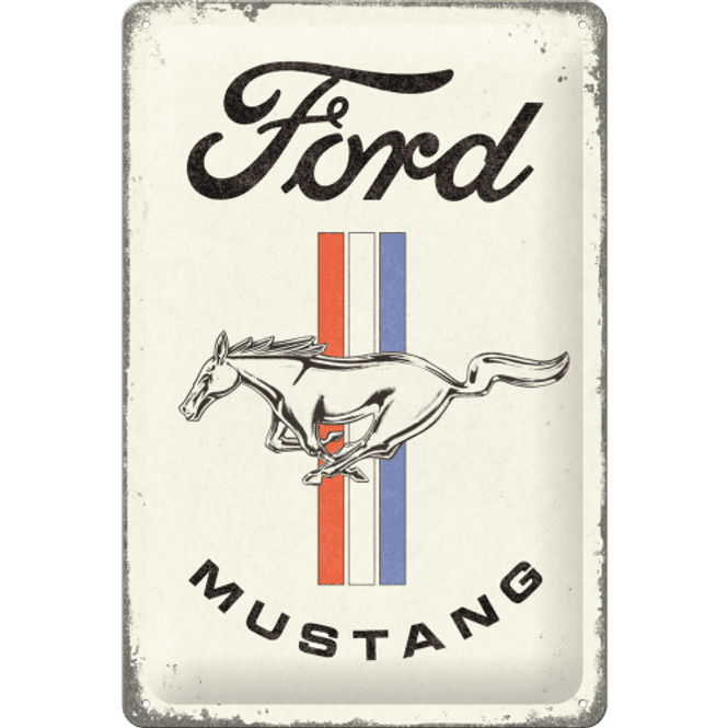Hovedbilde Metallskilt - Ford Mustang Horse & Stripes Logo