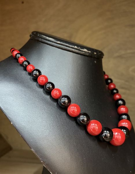 Perlekjede - Two Tone Rød/Sort