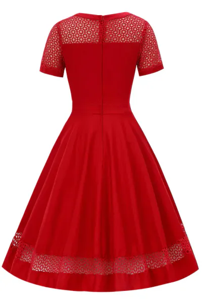 Dolly & Dotty - Tessa Lace Embroidered Swingkjole - Rød